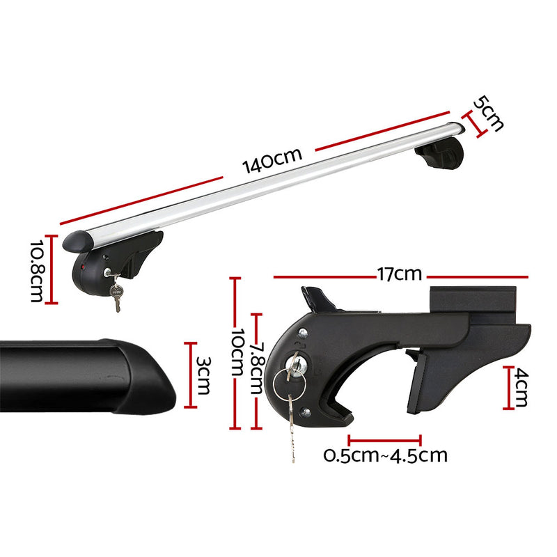 Universal Car Roof Rack 1360mm Cross Bars Aluminium Silver Adjustable Car 90kgs load Carrier