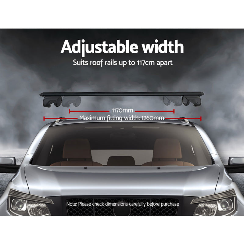 Universal Car Roof Rack Aluminium Cross Bars Adjustable 126cm Black Upgraded