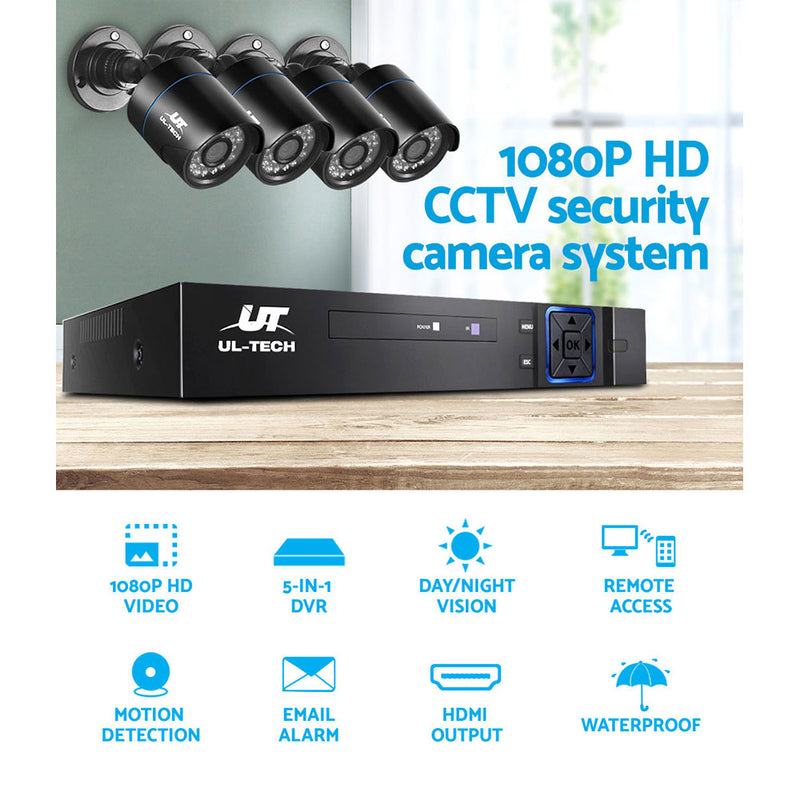 UL-Tech 1080P 4 Channel HDMI CCTV Security Camera with 1TB Hard Drive