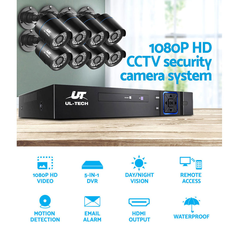 UL-Tech 1080P 8 Channel HDMI CCTV Security Camera with 1TB Hard Drive