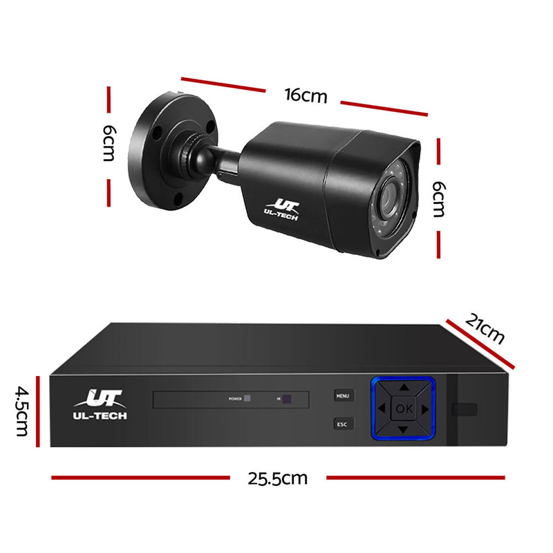 UL-Tech 8CH 5 IN 1 DVR CCTV Security System Video Recorder /w 8 Cameras 1080P HDMI Black