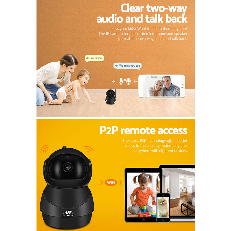 UL-Tech 1080P Wireless IP Camera CCTV Security System Baby Monitor Black