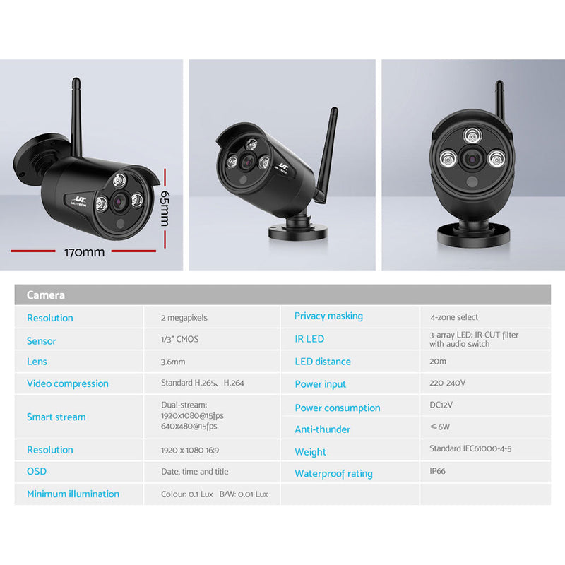 UL-Tech 1080P 4CH Wireless Security Camera NVR Video