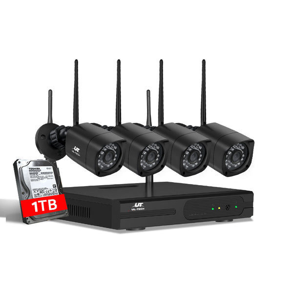 UL-Tech CCTV Wireless Security Camera System 4CH Home Outdoor WIFI 4 Square Cameras Kit 1TB