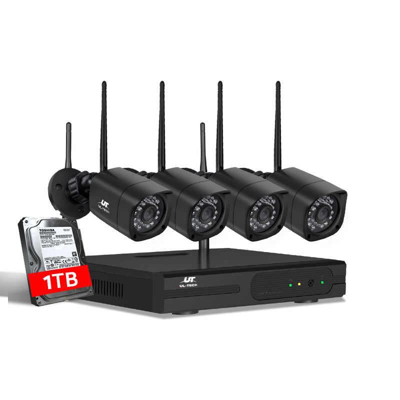 UL-Tech CCTV Wireless Security Camera System 8CH Home Outdoor WIFI 4 Square Cameras Kit 1TB