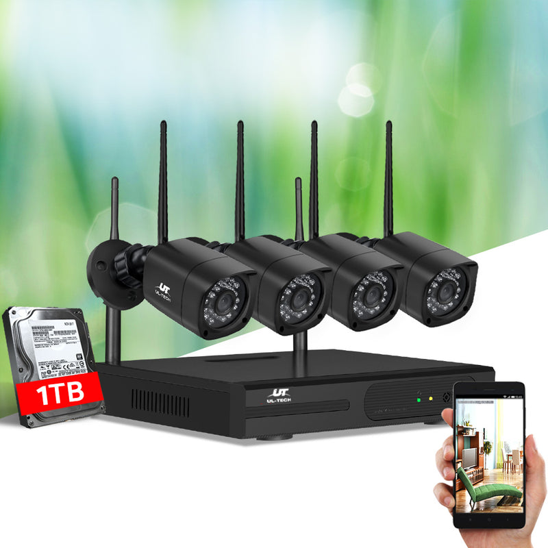 UL-Tech CCTV Wireless Security Camera System 8CH Home Outdoor WIFI 4 Square Cameras Kit 1TB