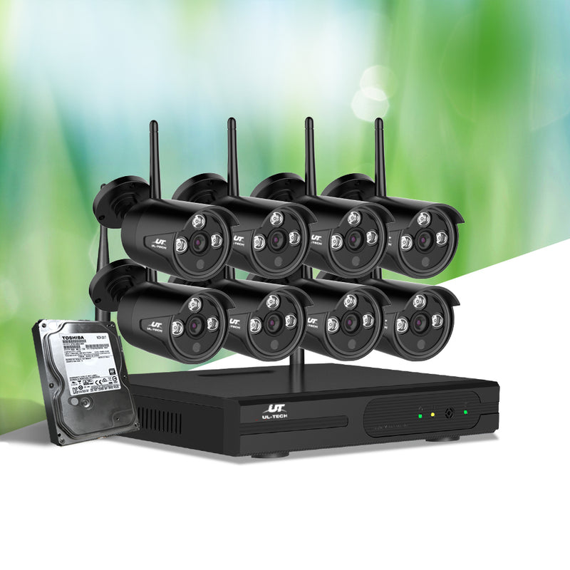 UL-Tech CCTV Wireless Security System 2TB 8CH NVR 1080P 8 Camera Sets