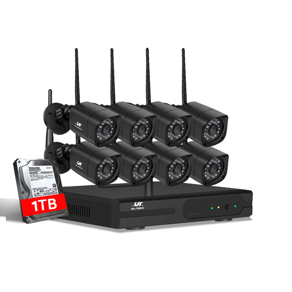 UL-Tech CCTV Wireless Security Camera System 8CH Home Outdoor WIFI 8 Square Cameras Kit 1TB