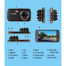 UL-Tech 4 Inch Dual Camera Dash Camera - Black