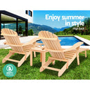 Gardeon 3PC Adirondack Outdoor Table and Chairs? Wooden Sun Lounge Beach Patio Natural