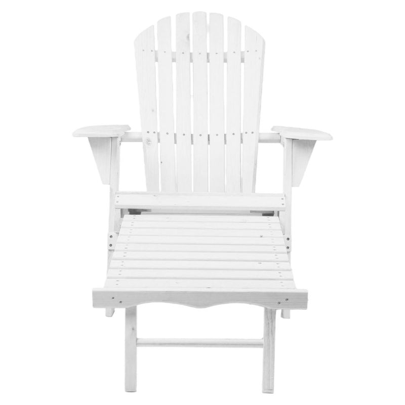 Gardeon Adirondack Beach Chair with Ottoman - White