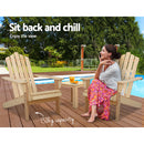 Gardeon 3PC Adirondack Outdoor Table and Chairs Wooden Beach Chair Natural