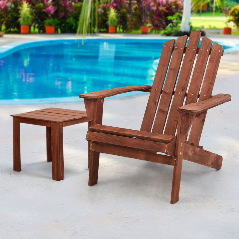 Gardeon Outdoor Sun Lounge Beach Chairs Table Setting Wooden Adirondack Patio Lounges Chair