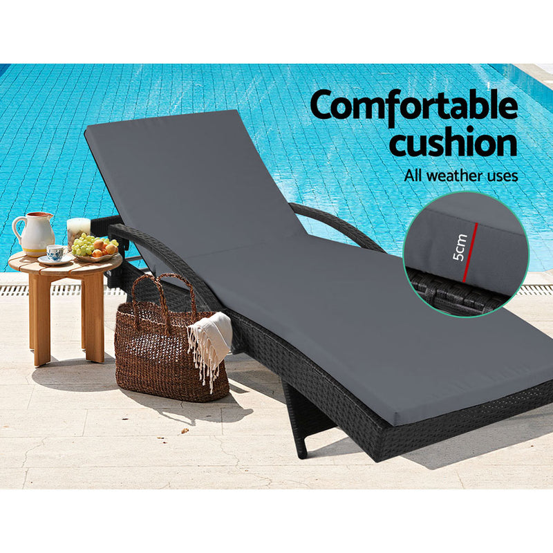 Gardeon Outdoor Sun Lounge - Black