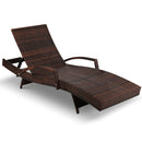 Gardeon 2x Sun Lounge Wicker Lounger Outdoor Furniture Beach Chair Armrest Adjustable Brown