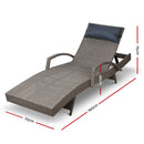 Gardeon Sun Lounge Wicker Lounger Outdoor Furniture Beach Armchair Adjustable Grey&Beige