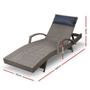 Gardeon 2x Sun Lounge Wicker Lounger Outdoor Furniture Beach Armchair Adjustable Grey&Beige