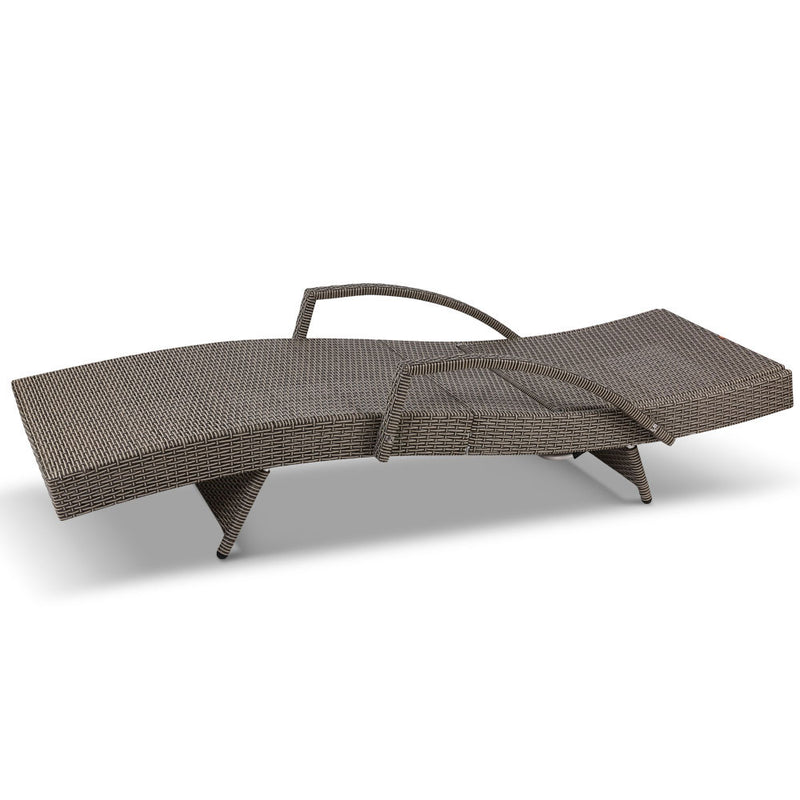 Gardeon Set of 2 Sun Lounge Outdoor Furniture Wicker Lounger Rattan Day Bed Garden Patio Grey