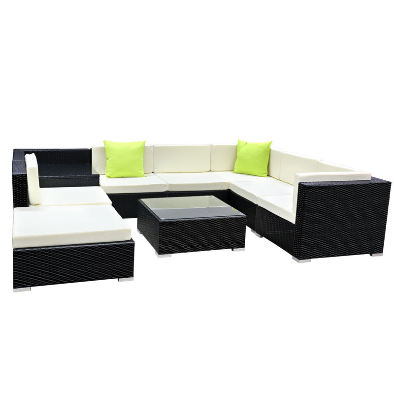 Gardeon 9PC Outdoor Furniture Sofa Set Wicker Garden Patio Pool Lounge