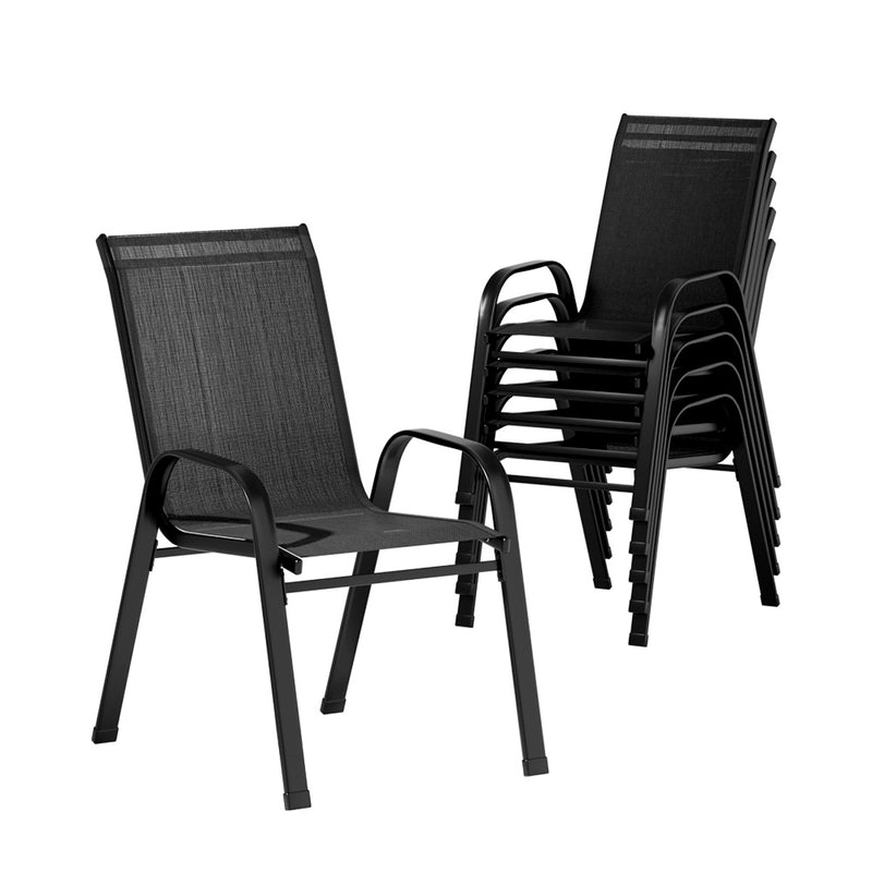 Gardeon 6X Outdoor Stackable Chairs Lounge Chair Bistro Set Patio Furniture