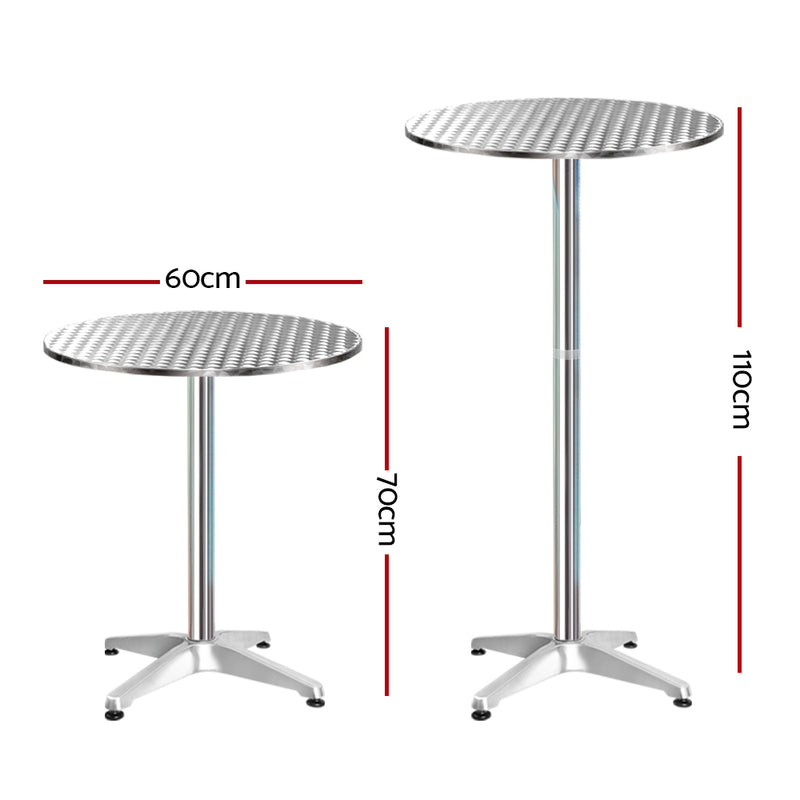 Gardeon 4pcs Outdoor Bar Table Furniture Adjustable Aluminium Cafe Table Round