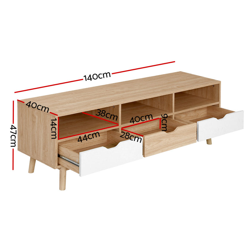 Artiss TV Cabinet Entertainment Unit Stand Wooden Storage 140cm Scandinavian