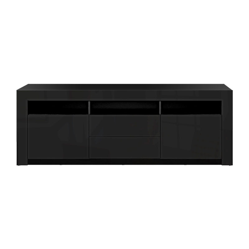 Artiss TV Cabinet Entertainment Unit Stand RGB LED High Gloss Furniture Storage Drawers Shelf 200cm Black