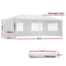 Instahut Gazebo 3x6m Outdoor Marquee Side Wall Party Wedding Tent Camping White 4 Panel