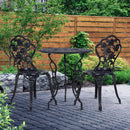 Gardeon 3PC Outdoor Setting Bistro Set Chairs Table Cast Aluminum Rose Black