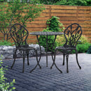 Gardeon 3PC Outdoor Setting Bistro Set Chairs Table Cast Aluminum Patio Furniture Tulip Black