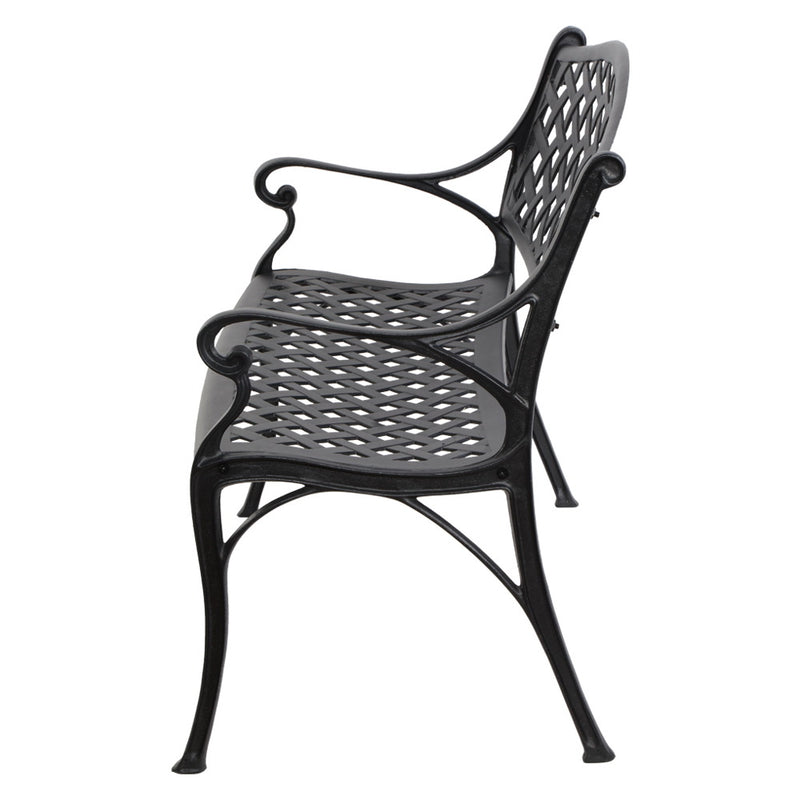 Gardeon Garden Bench Outdoor Seat Chair Cast Aluminium Park Black