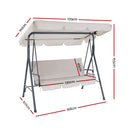 Gardeon Outdoor Swing Chair Garden Chair Bench Furniture Canopy 3 Seater Beige