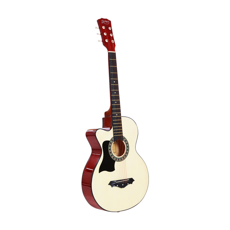ALPHA 38 Inch Wooden Acoustic Guitar Left handed - Natural Wood