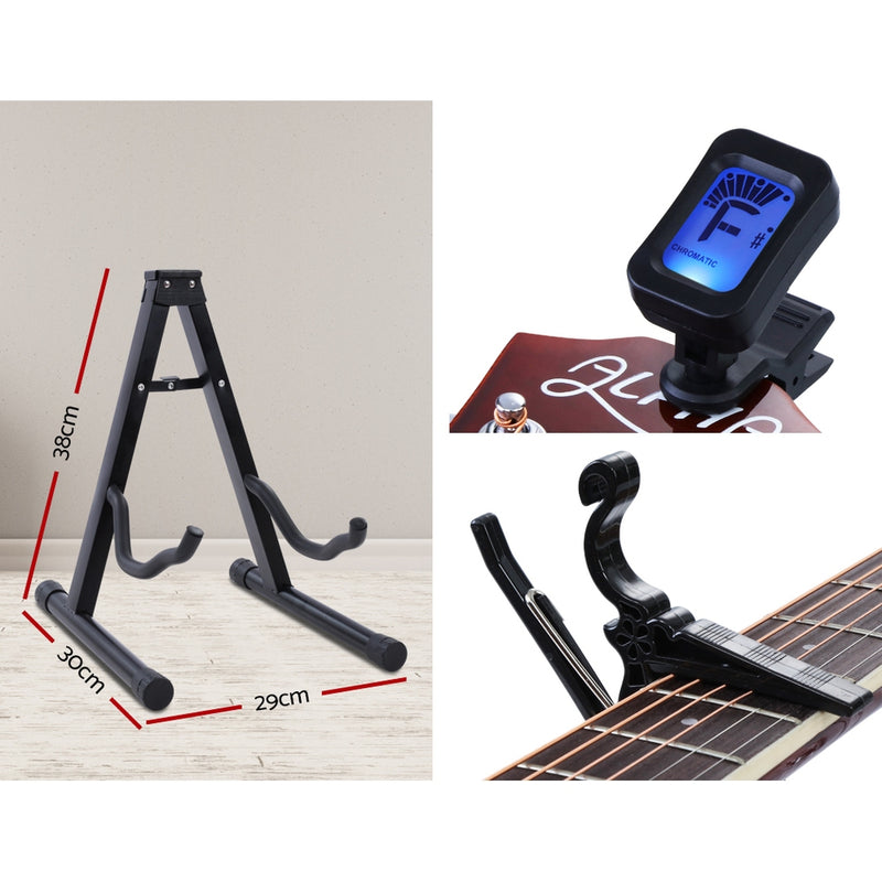 Alpha 41" Inch Electric Acoustic Guitar Wooden Classical with Pickup Capo Tuner Bass Natural