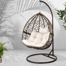 Gardeon Outdoor Egg Swing Chair Wicker Rattan Furniture Pod Stand Cushion Latte