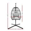 Gardeon Outdoor Egg Swing Chair Wicker Rope Furniture Pod Stand Cushion Grey