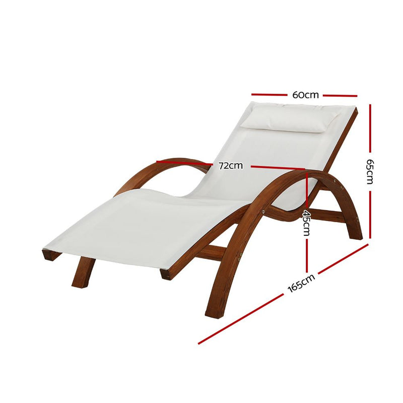 Gardeon Outdoor Wooden Sun Lounge Setting Day Bed Chair Garden Patio Furniture