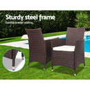 Gardeon 3pc Bistro Wicker Outdoor Furniture Set Brown
