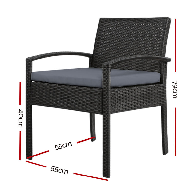 Gardeon Outdoor Furniture Bistro Wicker Chair Black