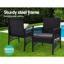 Gardeon 3PC Bistro Set Outdoor Furniture Rattan Table Chairs Cushion Patio Garden Lyra