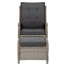 Gardeon 2PC Recliner Chair Sun lounge Wicker Lounger Outdoor Furniture Adjustable Grey