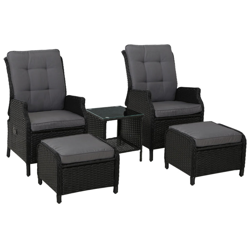 Gardeon Recliner Chairs Sun lounge Setting Outdoor Furniture Patio Garden Wicker