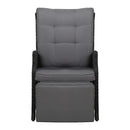 Gardeon 2PC Recliner Chairs Sun lounge Wicker Lounger Outdoor Furniture Adjustable Black
