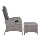 Gardeon Recliner Chair Sun lounge Wicker Lounger Outdoor Patio Furniture Adjustable Grey