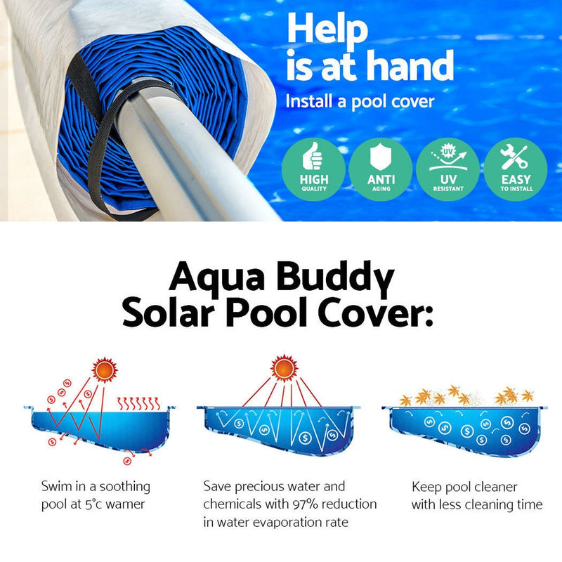 Aquabuddy 10x4m Swimming Solar Pool Cover Roller Blanket Bubble Heater Covers