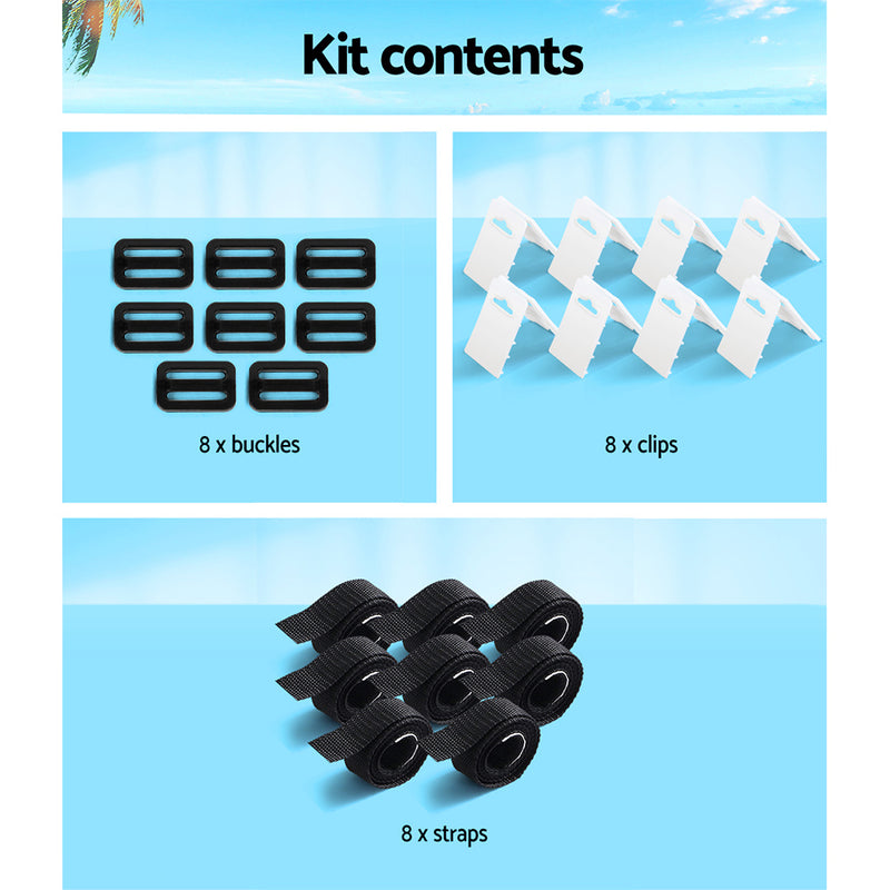 Aquabuddy Pool Cover Roller Attachment Straps Kit 8PCS for Swimming Solar Pool