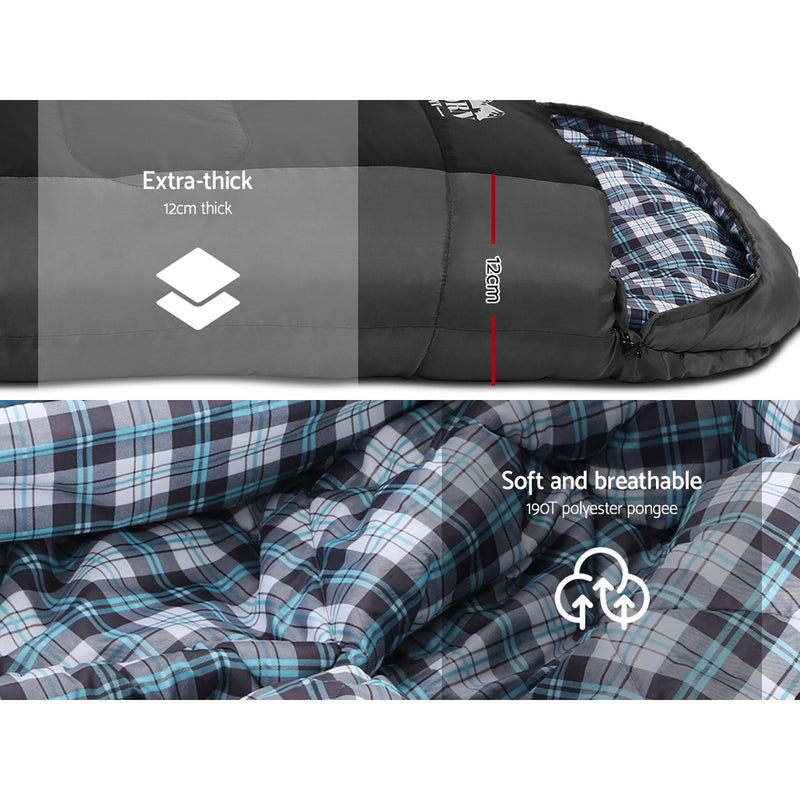 Weisshorn Sleeping Bag Bags Single Camping Hiking -20°C to 10°C Tent Winter Thermal Grey