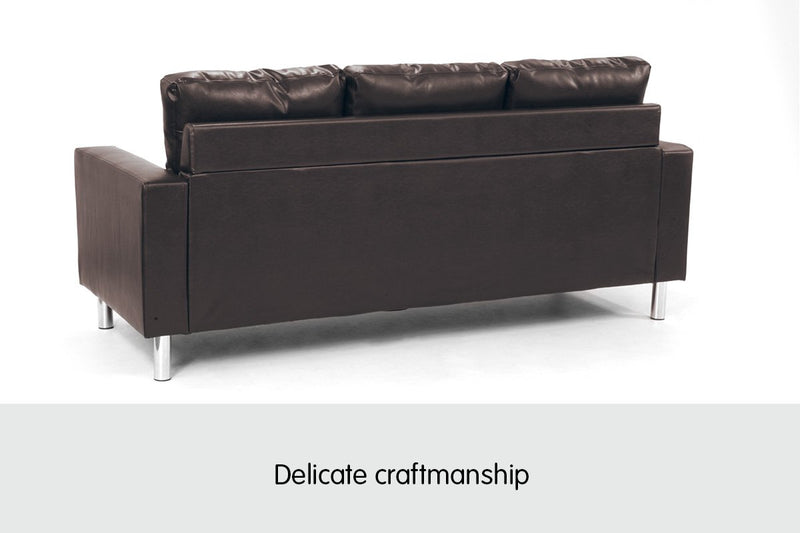 Sarantino Corner Sofa Couch with Chaise - Brown