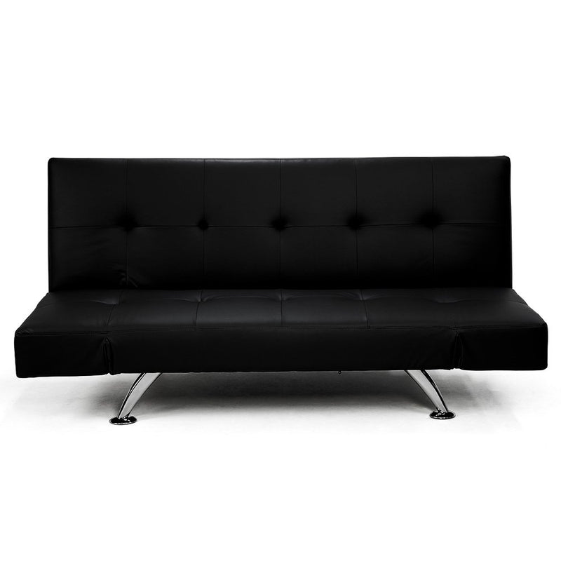 Sarantino 3 Seater Faux Leather Sofa Bed Lounge - Black