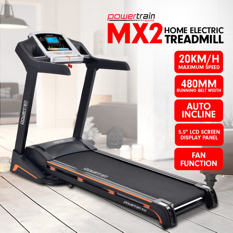 Powertrain MX2 Foldable Home Treadmill Auto Incline Cardio Running